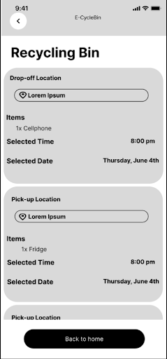 E-Cycle Bin Recycling Bin page